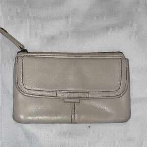 Fossil Light Gray Leather Wristlet